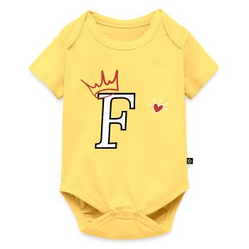 Lettre f couronne cœur  - Body à manches courtes Premium Bébé - jaune pastel - Devant