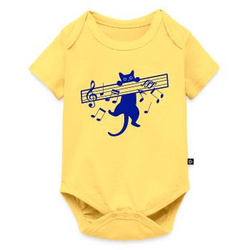 Cute Cat Music Musician Musical Instrument - Baby Premium short-sleeve bodysuit - sky yellow - Front