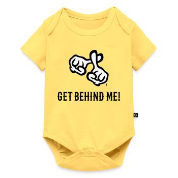 Mets-toi derrière moi ! (Croix / Bible / Religion / 2C) - Body à manches courtes Premium Bébé - jaune pastel - Devant