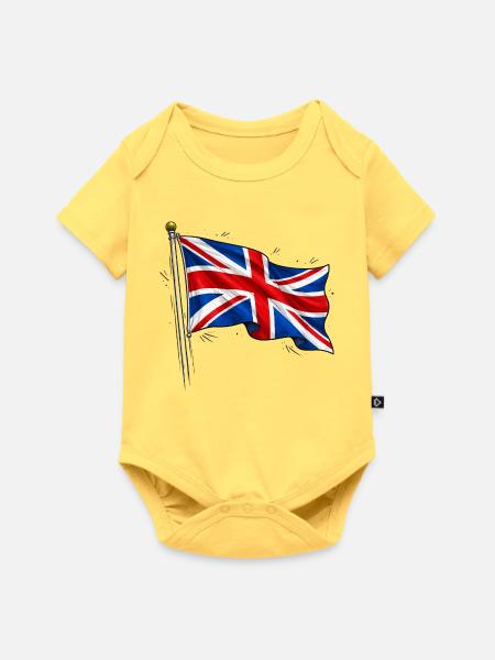 Großbritannien England Fahne - Baby Premium Kurzarmbody - Pastellgelb