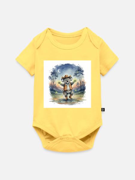 Mehni der cowboyKoala - Baby Premium Kurzarmbody - Pastellgelb