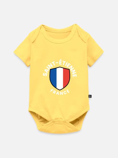 Saint-Étienne-Frankreich-Schild - Baby Premium Kurzarmbody - Pastellgelb