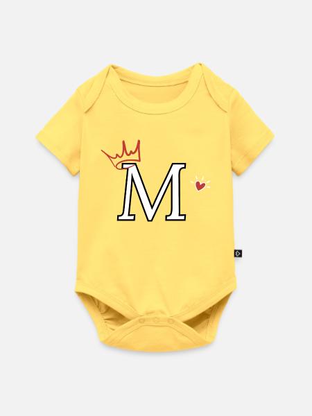 Buchstabe m Kronenherz - Baby Premium Kurzarmbody - Pastellgelb
