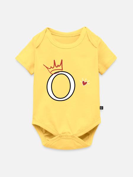 Buchstabe o Kronenherz - Baby Premium Kurzarmbody - Pastellgelb