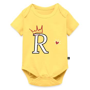 Lettre r couronne cœur - Body à manches courtes Premium Bébé - jaune pastel - Devant