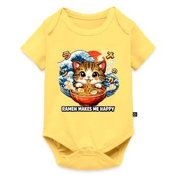 Ramen Noodles Cat Lover Retro Kawaii Cats - Baby Premium short-sleeve bodysuit - sky yellow - Front