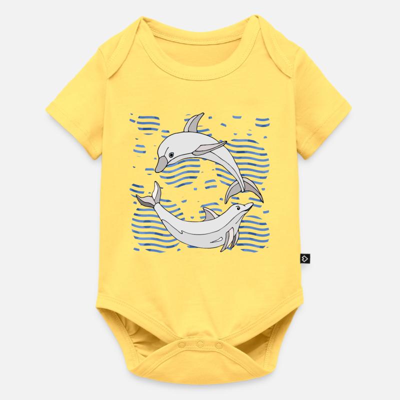 Dauphins - Body à manches courtes Premium Bébé - jaune pastel