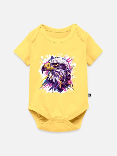 Farbexplosion Adlerkopf Kunst - Baby Premium Kurzarmbody - Pastellgelb