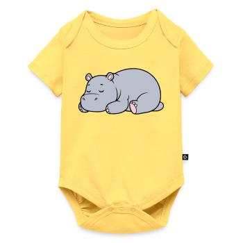 Sleeping Hippopotamus Tired Lazy Vector - Baby Premium short-sleeve bodysuit - sky yellow - Front