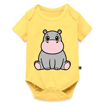 Cute Baby Hippopotamus Sitting Kawaii - Baby Premium short-sleeve bodysuit - sky yellow - Front