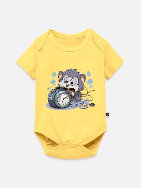 Morgenchaos Otter Wecker - Baby Premium Kurzarmbody - Pastellgelb