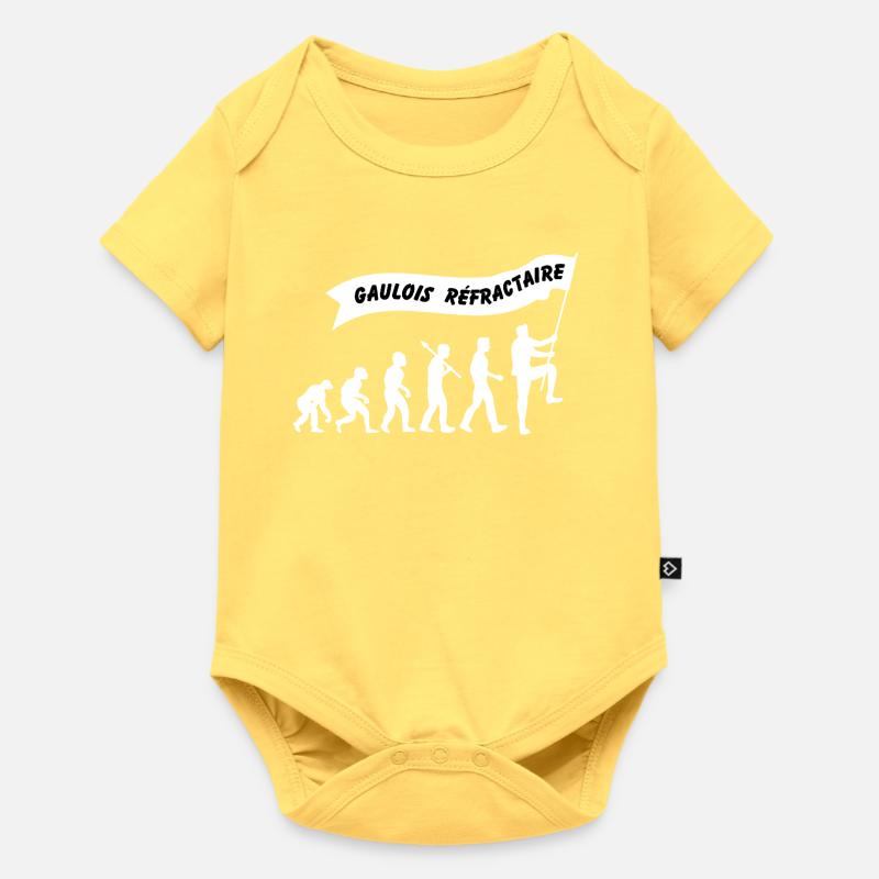 Evolution du gaulois réfractaire - Body à manches courtes Premium Bébé - jaune pastel