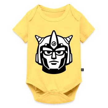 Doomforge Roboter Gesichtshelm - Baby Premium Kurzarmbody - Pastellgelb - Vorne