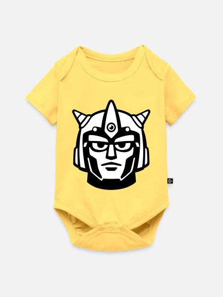 Doomforge Roboter Gesichtshelm - Baby Premium Kurzarmbody - Pastellgelb