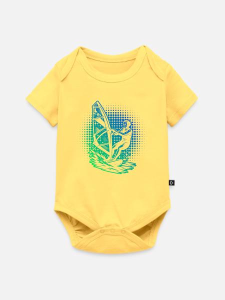 Kompaktes Windsurfing Design für Windsurf - Baby Premium Kurzarmbody - Pastellgelb
