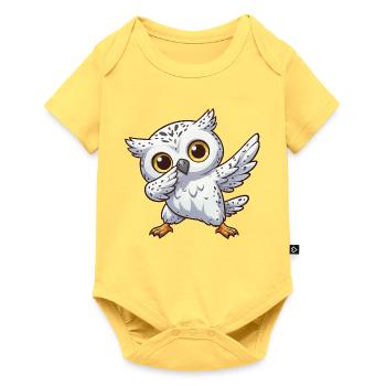 Coole Schneeeule Dabbing Kids Eule Dab - Baby Premium Kurzarmbody - Pastellgelb - Vorne