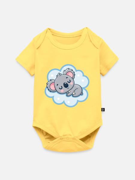 Koala-Traum auf Cloud - Baby Premium Kurzarmbody - Pastellgelb