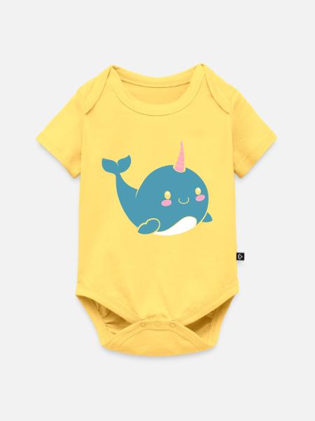 Narwal - Baby Premium Kurzarmbody - Pastellgelb