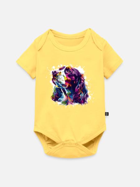 Hund Hundeporträt - Baby Premium Kurzarmbody - Pastellgelb