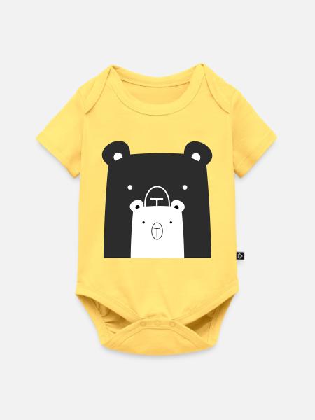 Bären Bär Eisbär Braunbär I Geschenkidee - Baby Premium Kurzarmbody - Pastellgelb