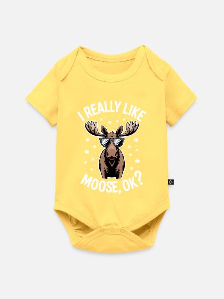 Elch Sprüche Elche Lustiges Elch Geschenk - Baby Premium Kurzarmbody - Pastellgelb