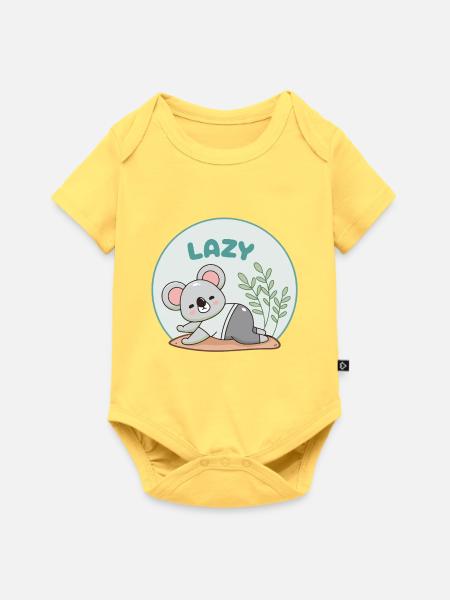 Koala-Faultier-Humorspastell - Baby Premium Kurzarmbody - Pastellgelb