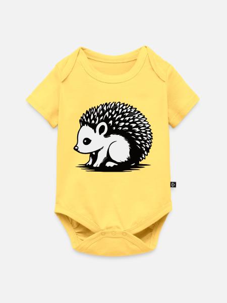 Monochrome Igel-Silhouette - Baby Premium Kurzarmbody - Pastellgelb