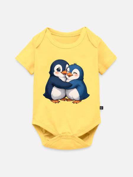 Kuschelige Pinguin-Umarmung - Baby Premium Kurzarmbody - Pastellgelb