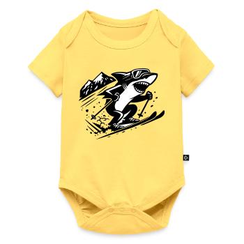 Ski Shark - Baby Premium Kurzarmbody - Pastellgelb - Vorne