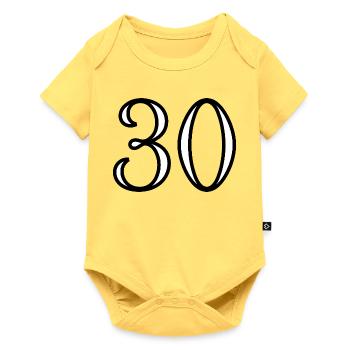 30. 30 ANS. 30e ANNIVERSAIRE. ANNIVERSAIRE 30 ANS. - Body à manches courtes Premium Bébé - jaune pastel - Devant