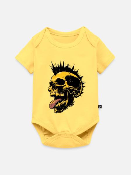 Skull Mohawk Punk Rocker Totenkopf - Baby Premium Kurzarmbody - Pastellgelb
