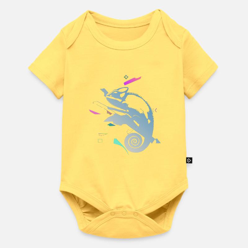 Caméléon en spirale dans un gradient néon - Body à manches courtes Premium Bébé - jaune pastel