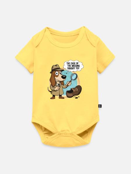Detektivhund und verschwundenes Spielzeug - Baby Premium Kurzarmbody - Pastellgelb