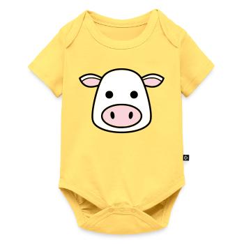 Mignonne Tête de Vache Visage Vector de la BD - Body à manches courtes Premium Bébé - jaune pastel - Devant