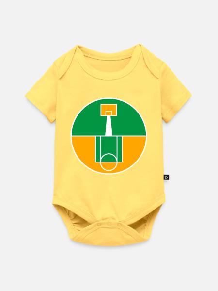 Rundes Basketballfeld-Emblem - Baby Premium Kurzarmbody - Pastellgelb