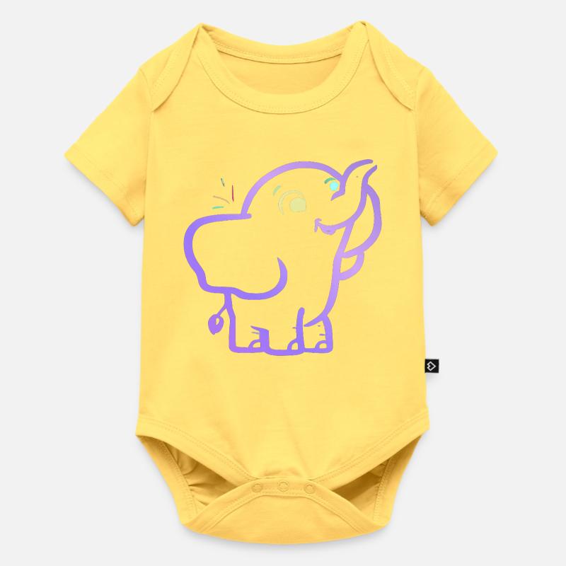 Éléphant outline violet joyeux - Body à manches courtes Premium Bébé - jaune pastel