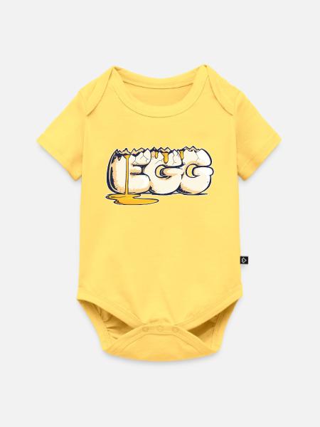 Ei, gezogenes Wort (2) - Baby Premium Kurzarmbody - Pastellgelb
