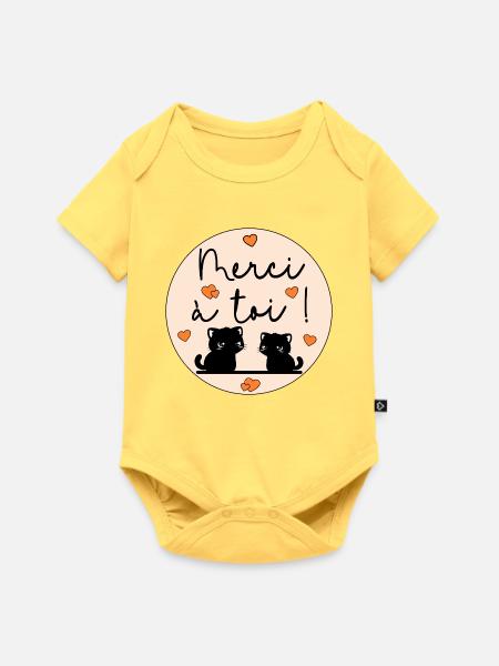 Chats Merci à toi - Baby Premium Kurzarmbody - Pastellgelb