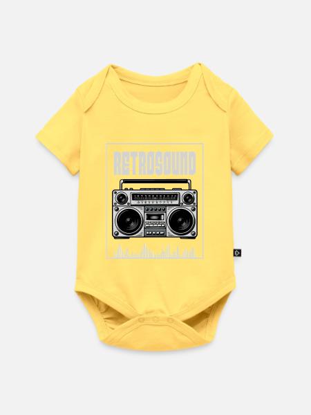 Retro Sound Boombox - Baby Premium Kurzarmbody - Pastellgelb