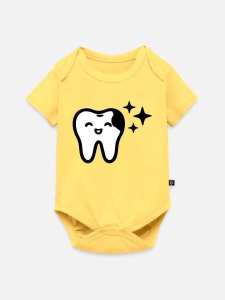Lächelnder Zahn Symbol Schwarz - Baby Premium Kurzarmbody - Pastellgelb