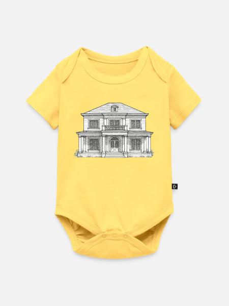 Klassisches Vorderhaus Linienzeichnung - Baby Premium Kurzarmbody - Pastellgelb