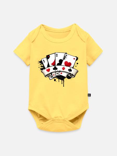 Poker Karten Symbolik Illustration  - Baby Premium Kurzarmbody - Pastellgelb