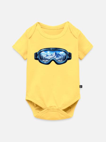 Skibrille Berge Panorama - Baby Premium Kurzarmbody - Pastellgelb