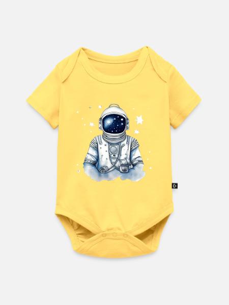 Astronaut im Sternenraum - Baby Premium Kurzarmbody - Pastellgelb