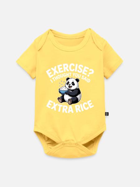 Panda mit Reis-Witz - Baby Premium Kurzarmbody - Pastellgelb