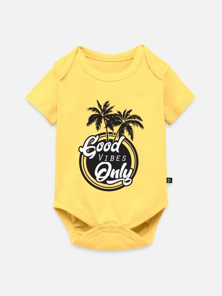 Gute Vibes Only Palmen - Baby Premium Kurzarmbody - Pastellgelb