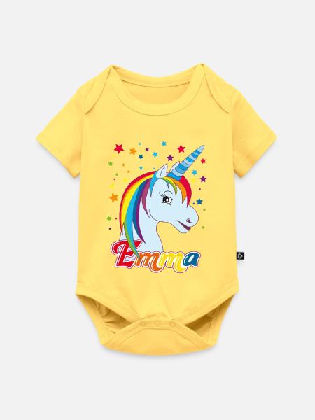 Emma, Mädchenname, Lieblingsname - Baby Premium Kurzarmbody - Pastellgelb