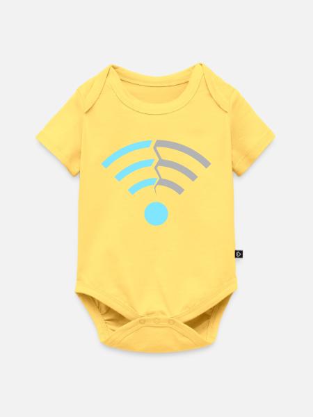 WLAN WiFi Signal Symbol - Baby Premium Kurzarmbody - Pastellgelb
