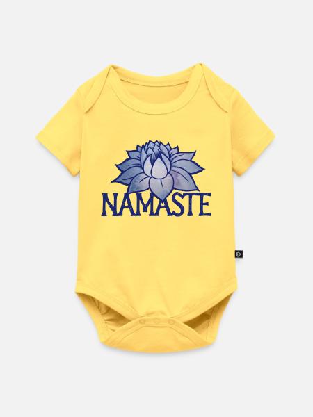 Lotus-Namaste-Blüte - Baby Premium Kurzarmbody - Pastellgelb