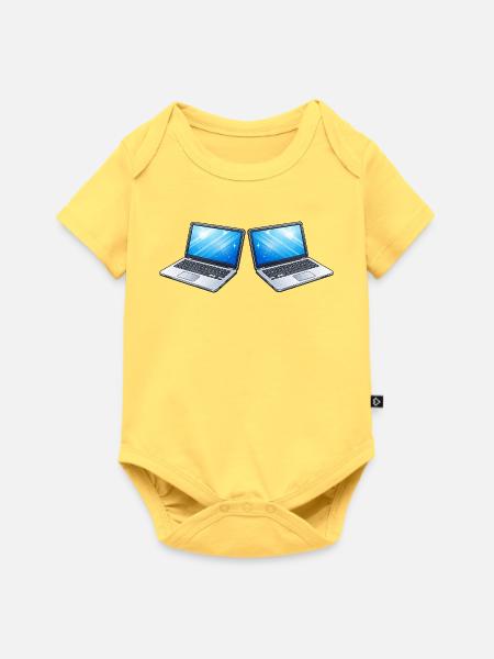 Laptop - Baby Premium Kurzarmbody - Pastellgelb